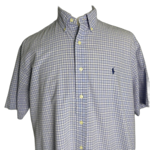 Ralph Lauren Blake 100% Cotton Short Sleeve Button Down, Sz L, Blue Violet 2/$25 - Picture 1 of 12